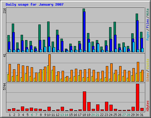 Daily usage for January 2007