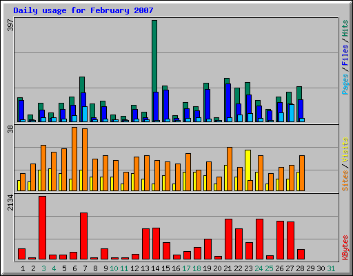 Daily usage for February 2007