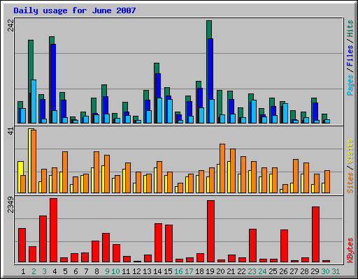 Daily usage for June 2007