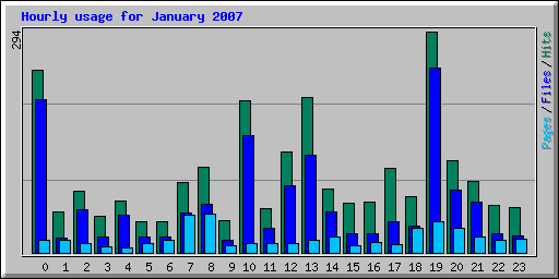 Hourly usage for January 2007