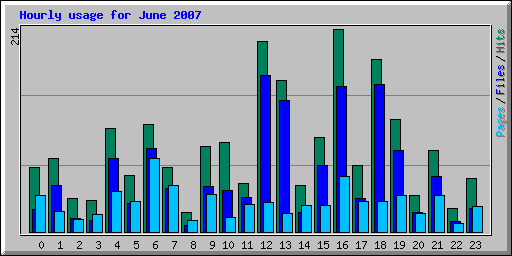 Hourly usage for June 2007